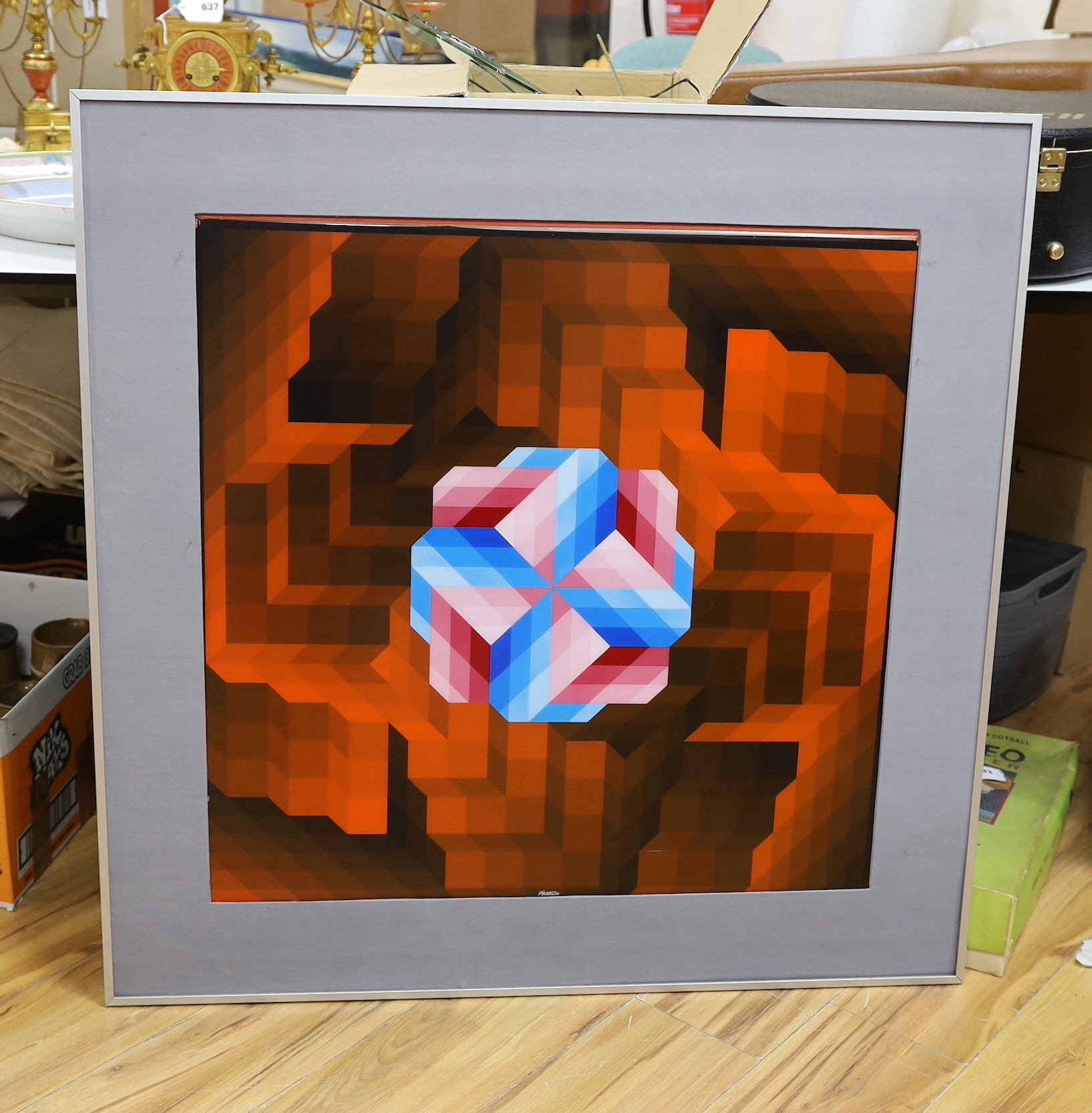 Attributed to Victor Vasarely (1906-1997), lithographic print, Untitled, 69 x 68cm
